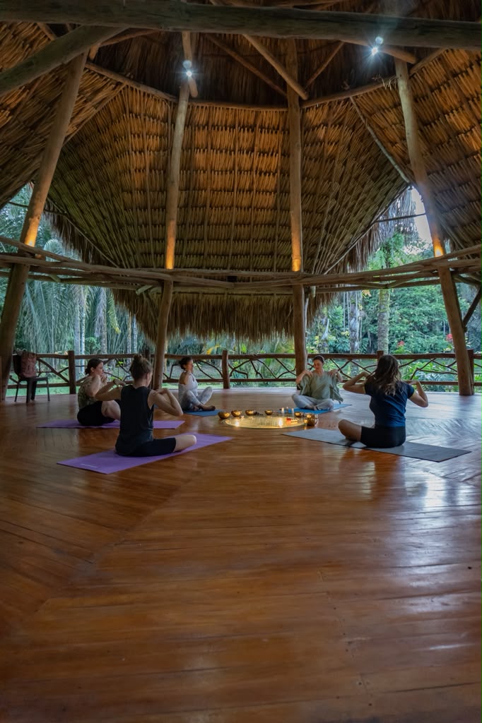 Sesión de meditación grupal y bienestar integral